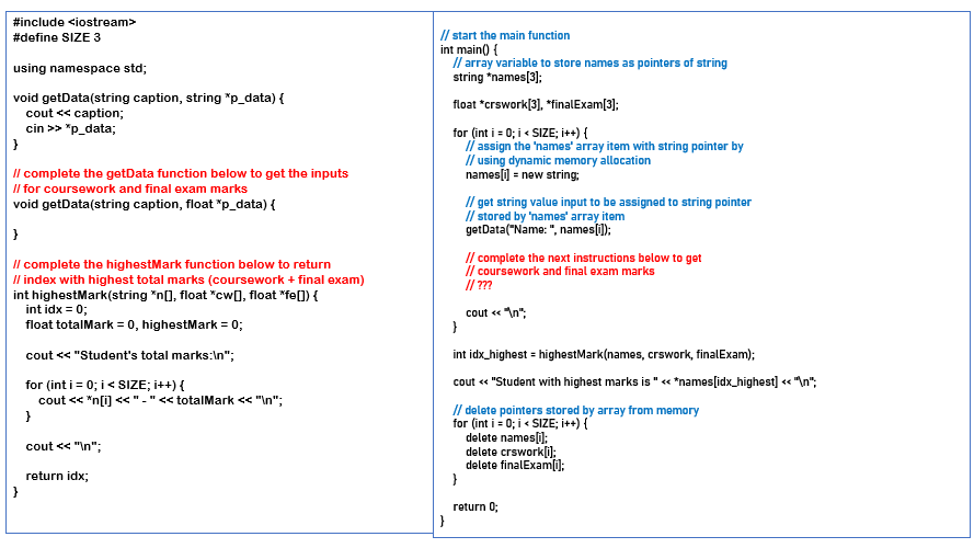 Solved Complete the implementation of the program by reading | Chegg.com