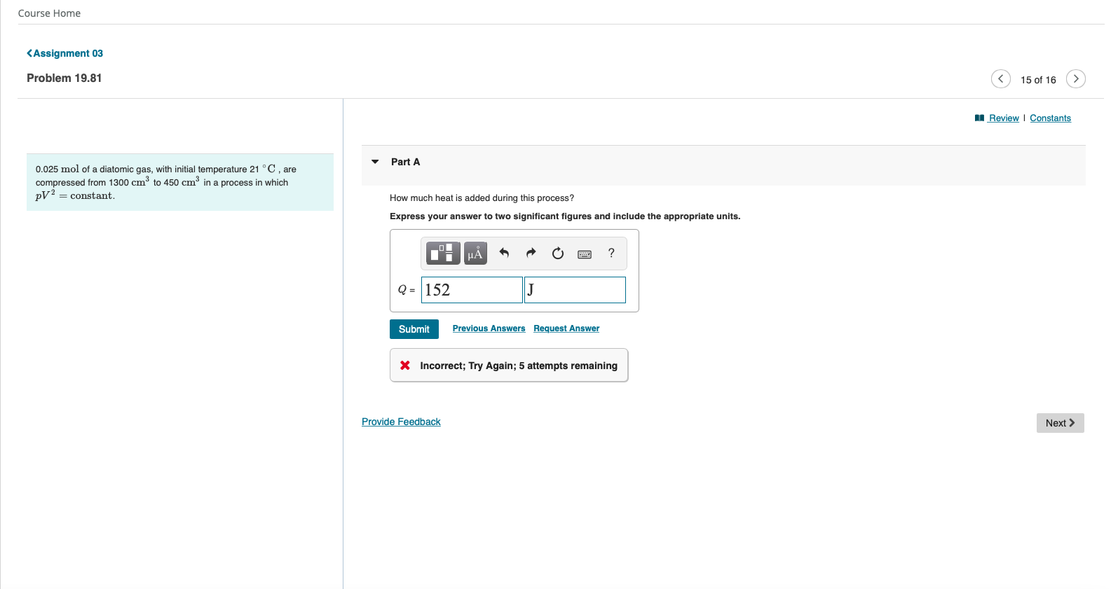 Solved Course Home Review | Constants Part A 0.025 mol of | Chegg.com