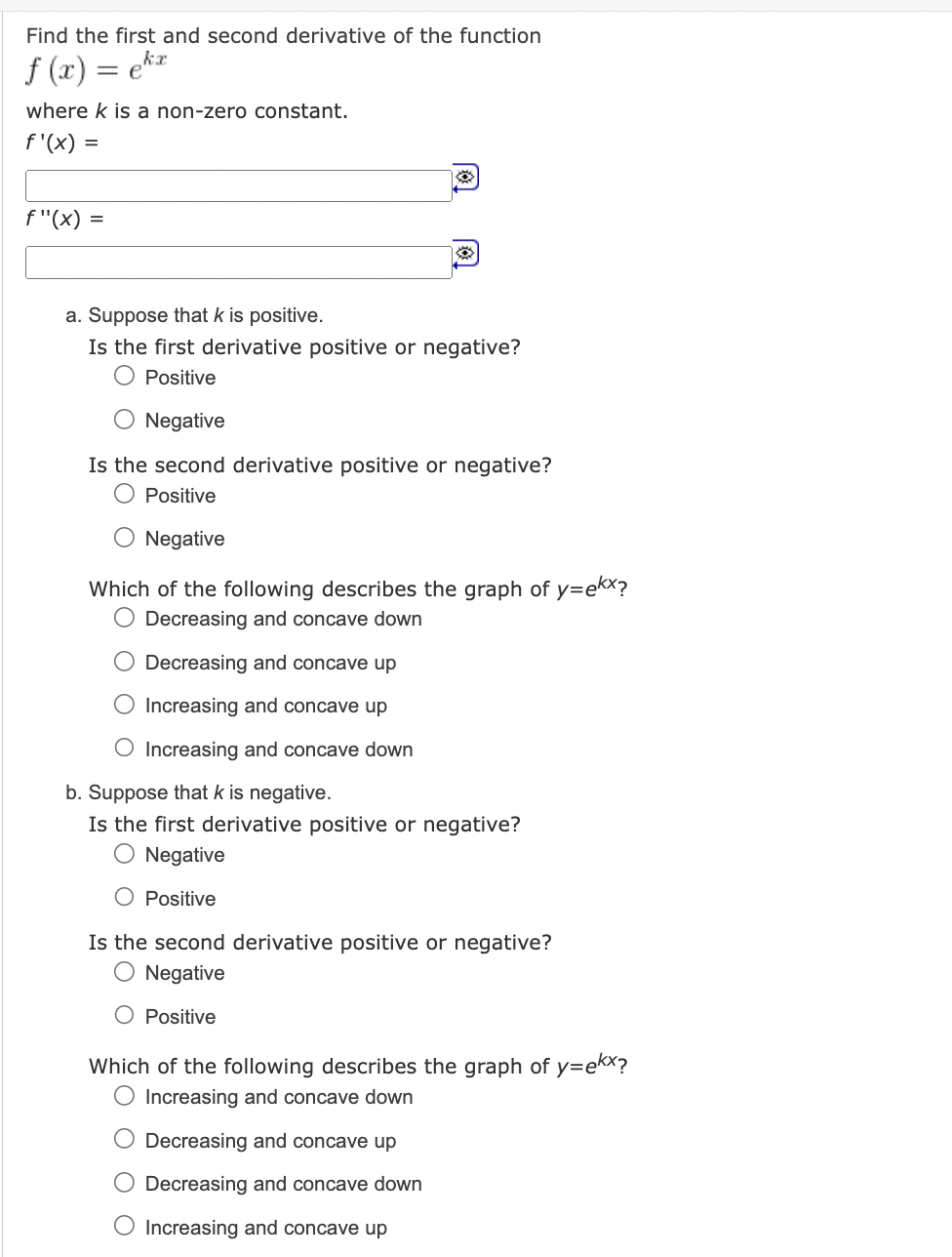 Solved Find the first and second derivative of the function | Chegg.com
