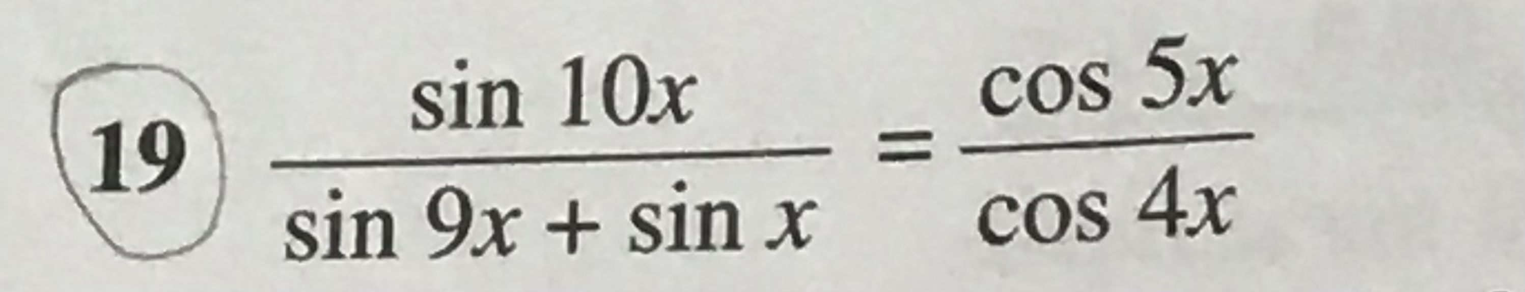 sin x cos 19 what is the value of x