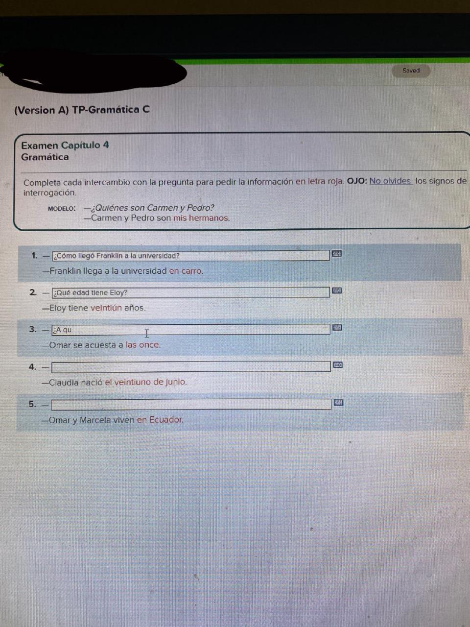 Saved Version A Tp Gramatica C Examen Capitulo 4 Chegg Com