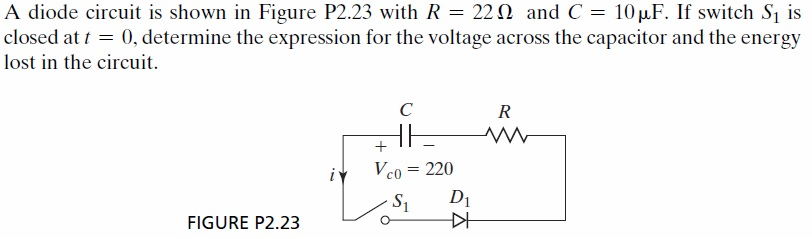 Solved A diode circuit is shown in Figure P2.23 with R | Chegg.com