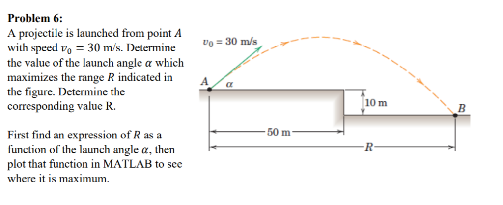 Solved Problem 6: A projectile is launched from point A with | Chegg.com