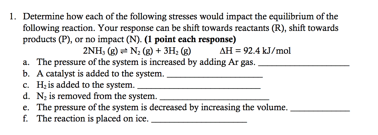 Solved 1. Determine How Each Of The Following Stresses Would | Chegg.com