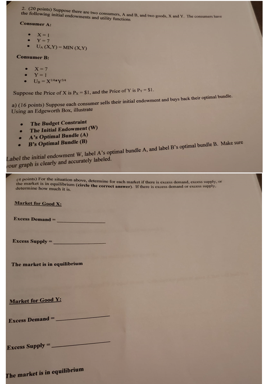 Solved 2. (20 Points) Suppose There Are Two Consumers, A And | Chegg.com