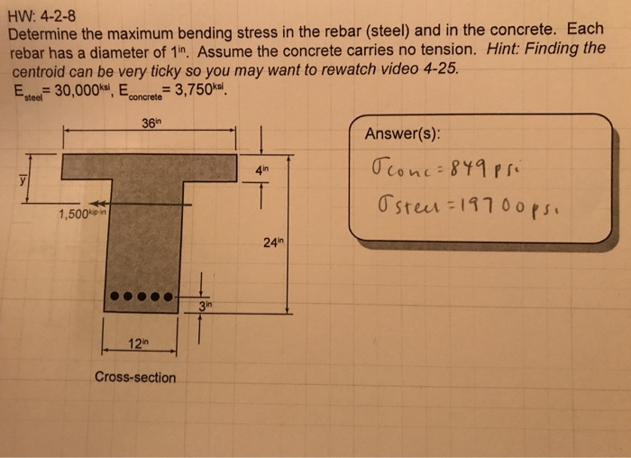 Solved HW: 4-2-8 Determine the maximum bending stress in the | Chegg.com