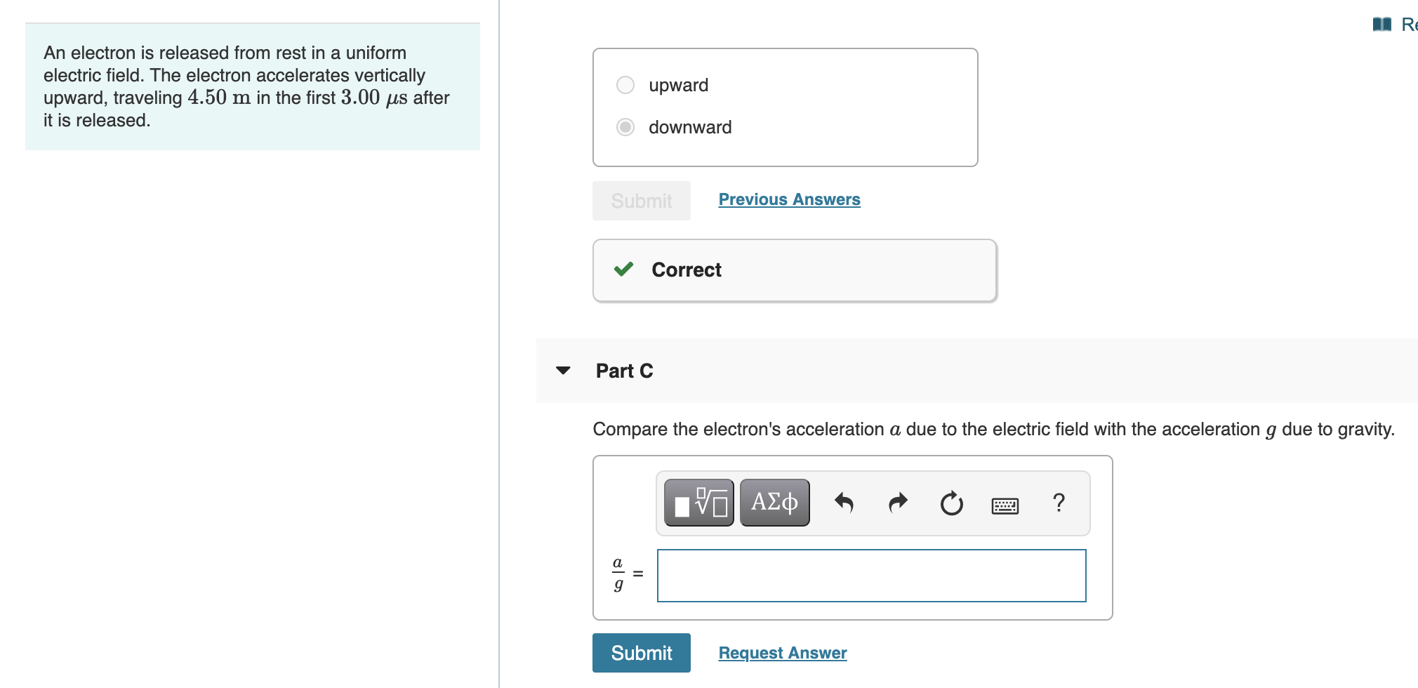 Solved ARE An electron is released from rest in a uniform | Chegg.com