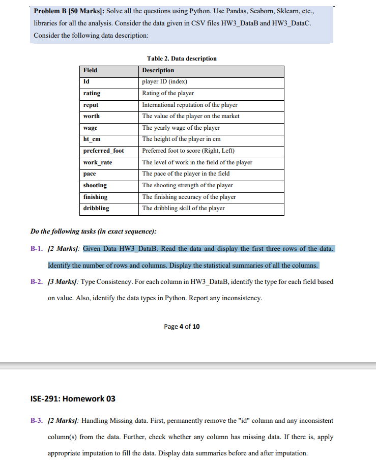 Problem B [50 Marks]: Solve All The Questions Using | Chegg.com