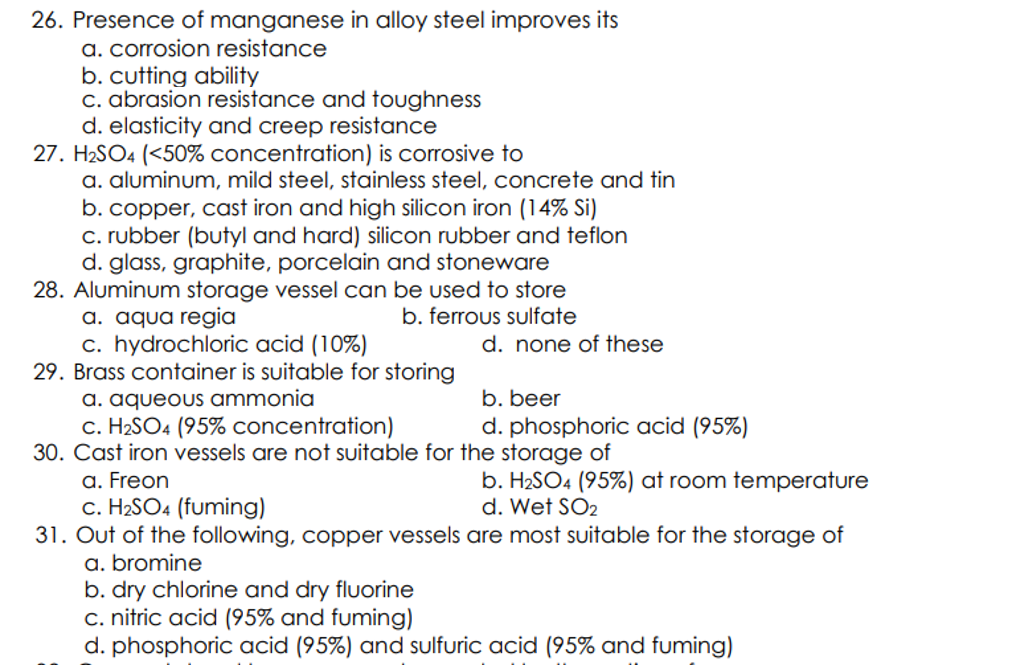 Solved 1. Corrosion Resistance Of Steel Is Increased By The | Chegg.com