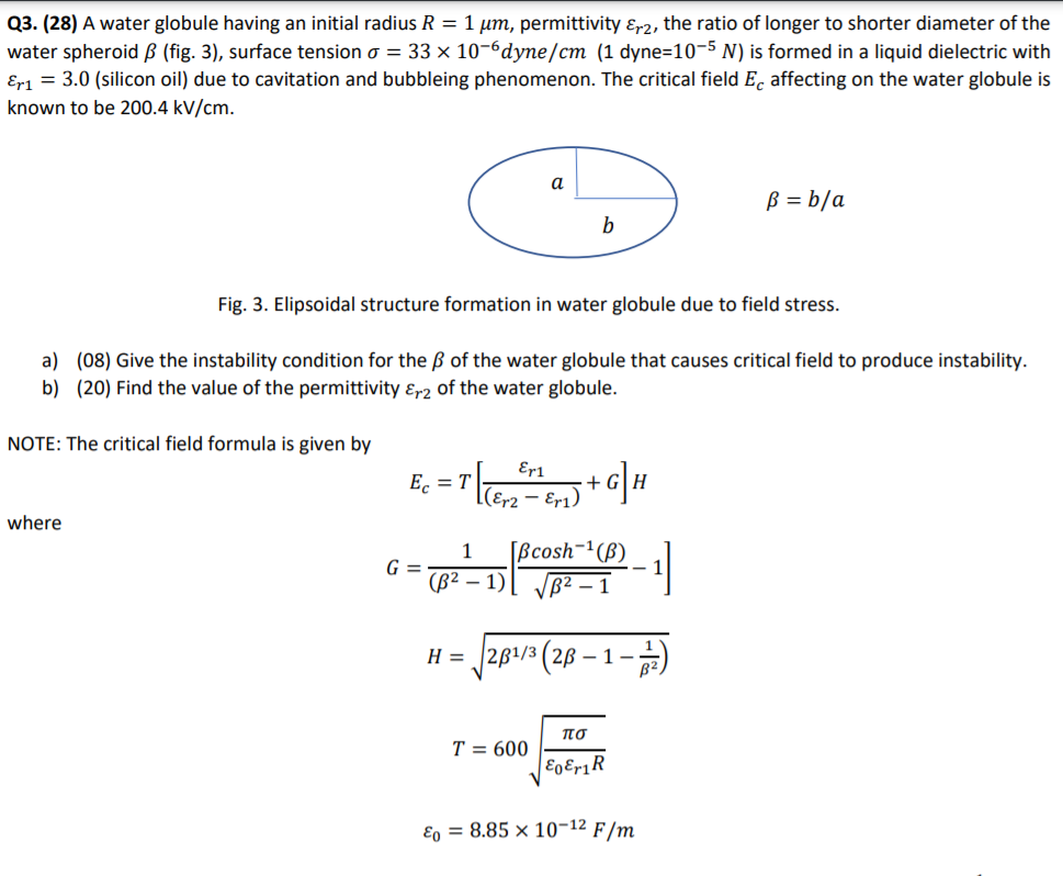 Q3 28 A Water Globule Having An Initial Radius Chegg Com