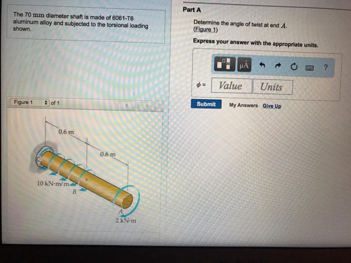 Solved The 70 mm diameter shaft is made of 6061-T6 aluminum | Chegg.com