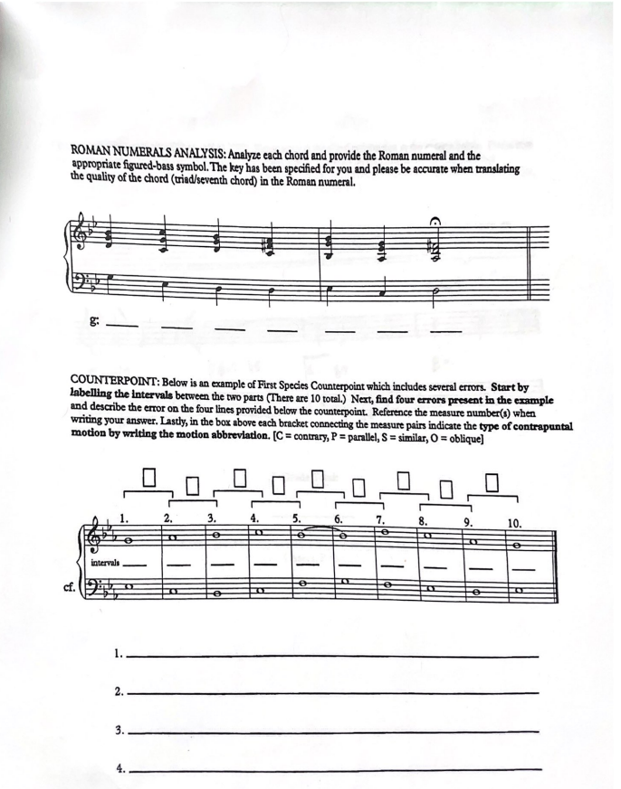 ROMAN NUMERALS ANALYSIS Analyze Cach Chord And Chegg