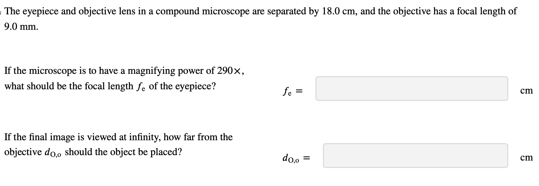 Solved The eyepiece and objective lens in a compound | Chegg.com