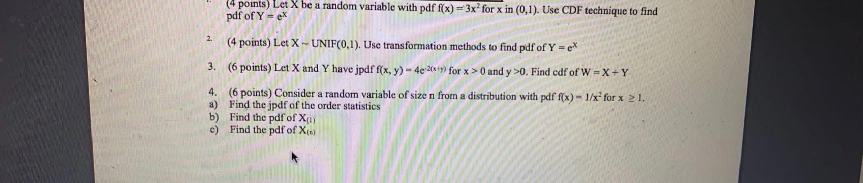 Solved (4 points) Let X be a random variable with pdf | Chegg.com