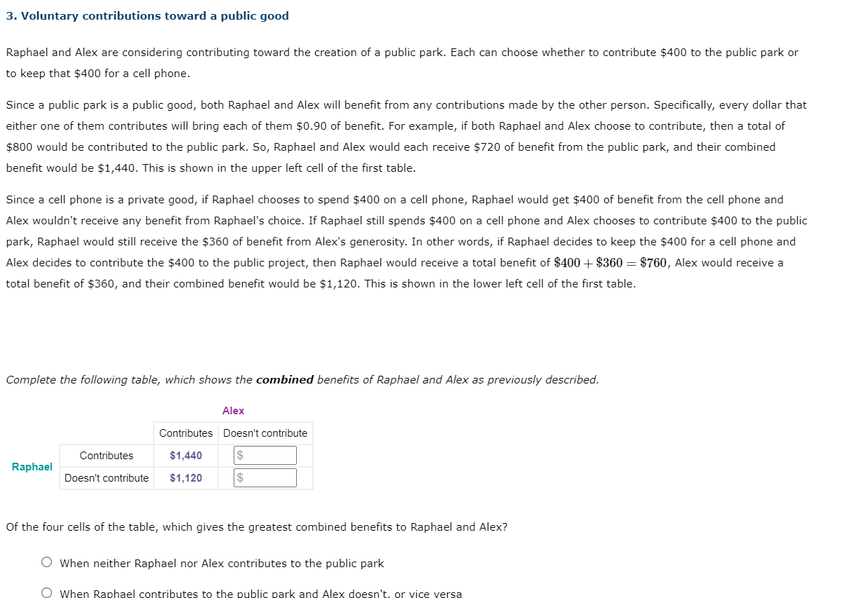 Solved Voluntary Contributions Toward A Public Good Chegg Com