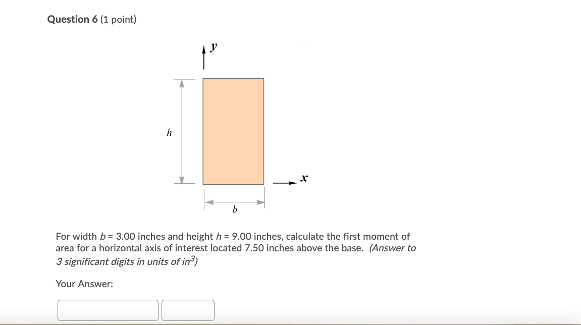 Solved Question 6 (1 Point) Y H B For Width B = 3.00 Inches | Chegg.com