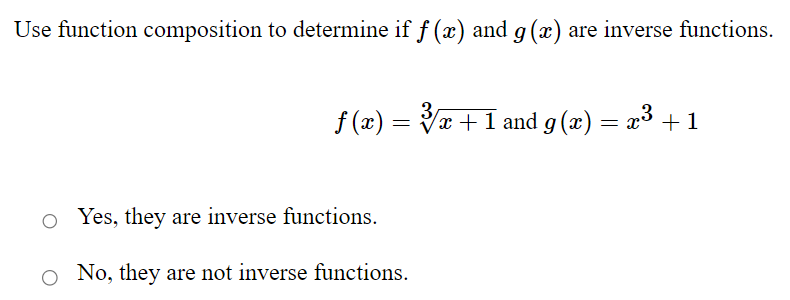 Solved Use function composition to determine if f(x) and | Chegg.com