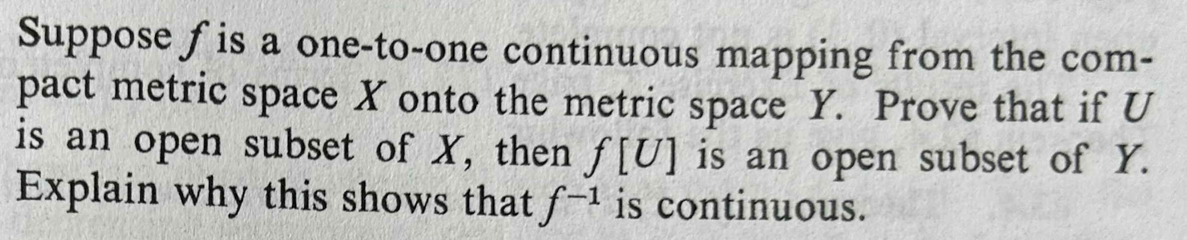 Solved Suppose f is a one-to-one continuous mapping from the | Chegg.com