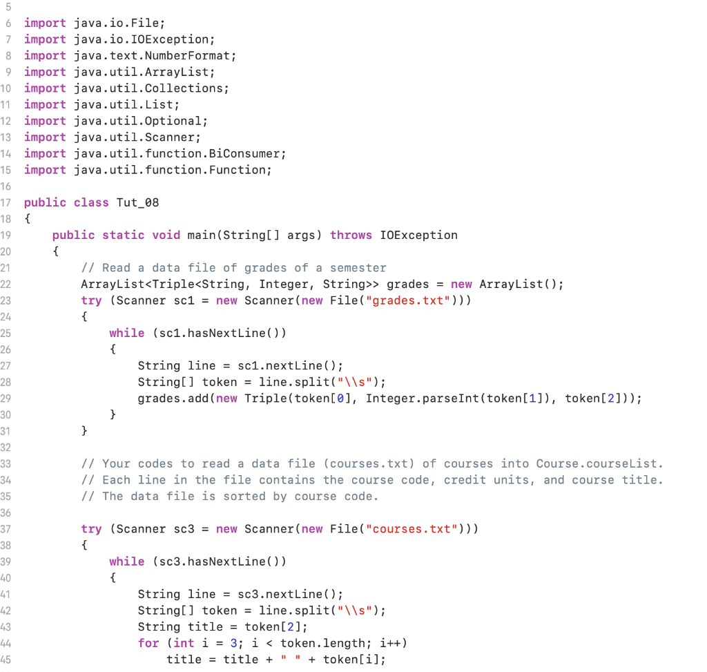 Java programming. Convert the Tut_08.java file to | Chegg.com