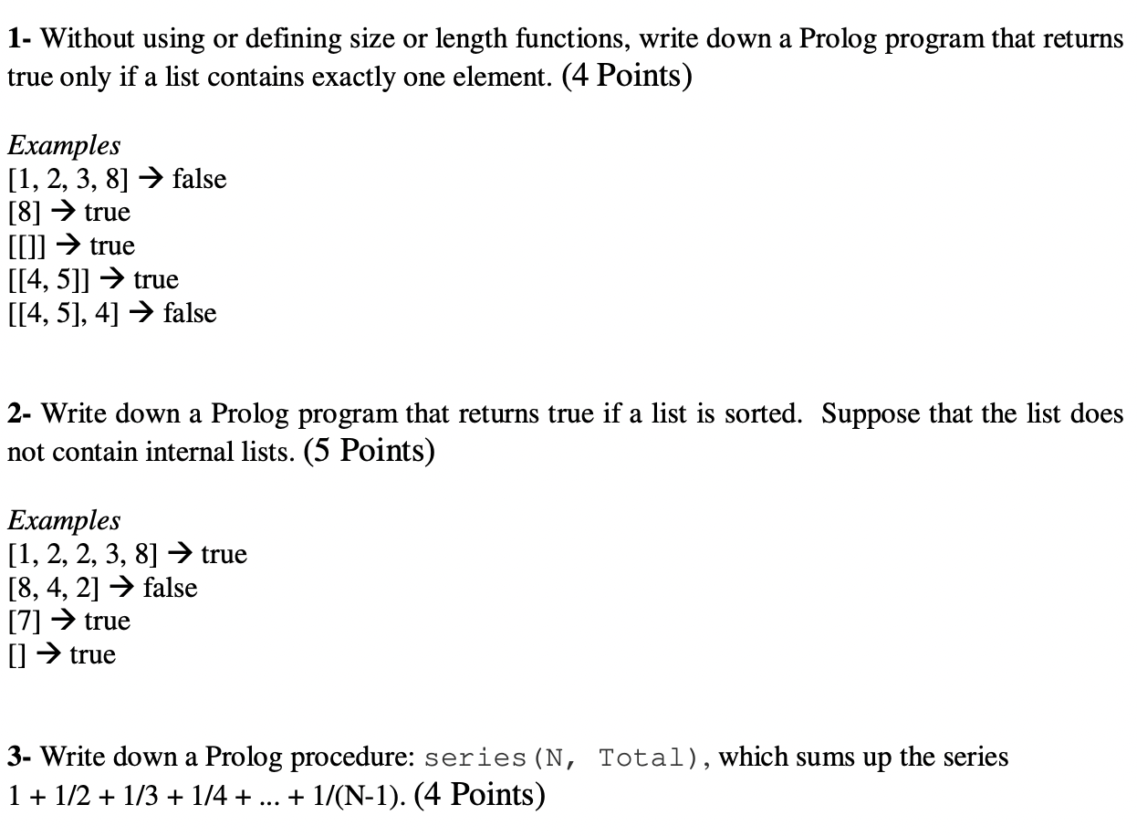 Solved 1- Without using or defining size or length