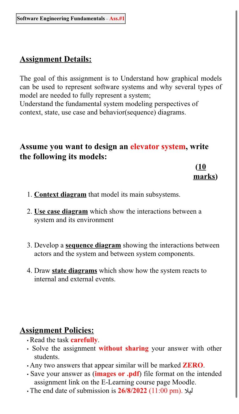 Assignment Details:
The goal of this assignment is to Understand how graphical models can be used to represent software syste