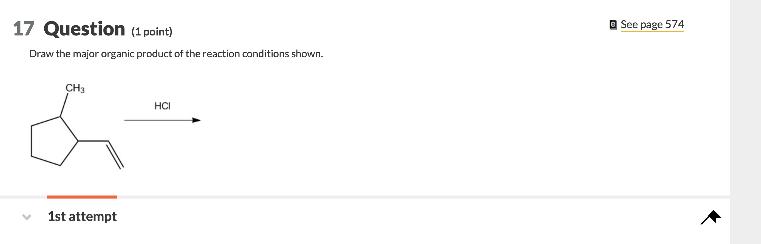 Solved 17 Question (1 point) e See page 574 Draw the major | Chegg.com