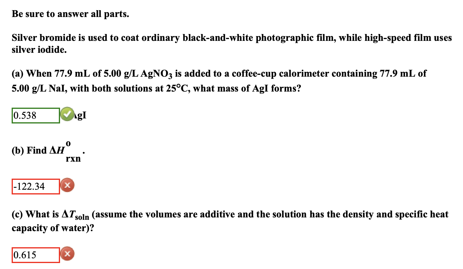 Solved Be Sure To Answer All Parts Silver Bromide Is Use Chegg Com