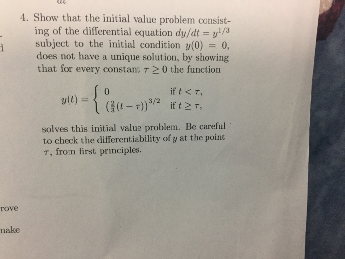 Solved 4. Show that the initial value problem consist- ing | Chegg.com