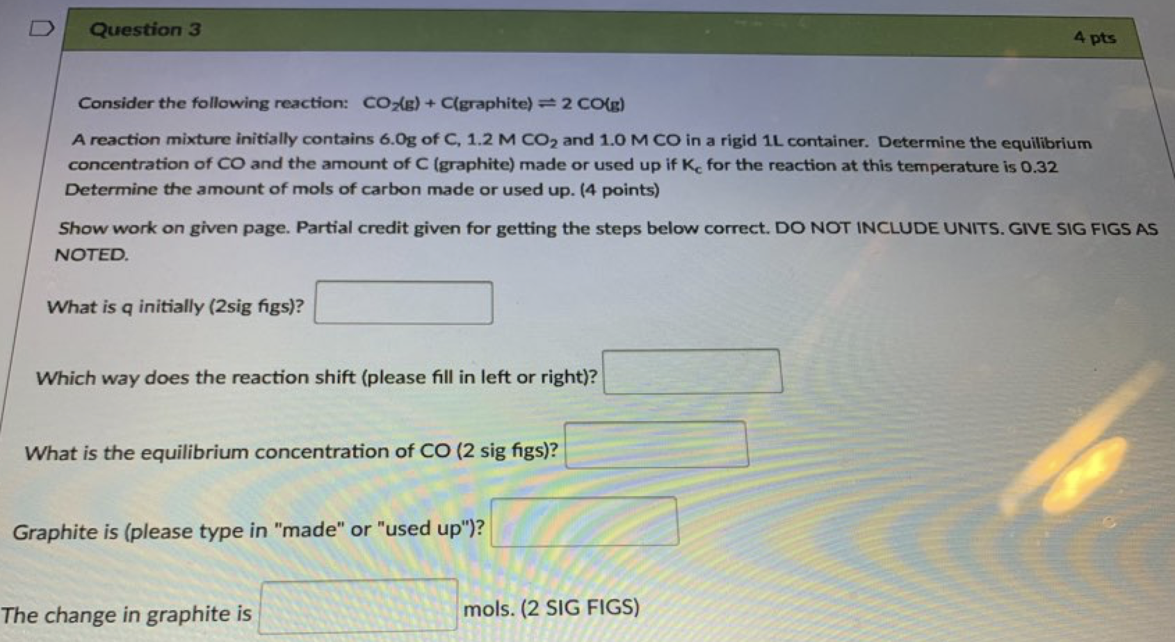 Solved Question 1 3 pts Determine the rate law (be sure to | Chegg.com