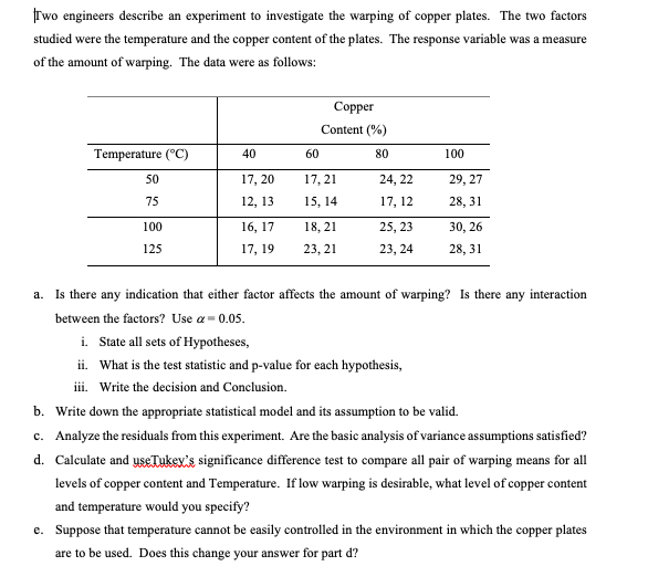 Solved Iwo engineers describe an experiment to investigate | Chegg.com