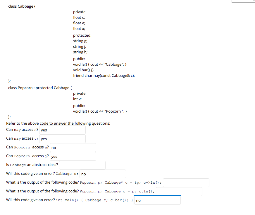 Solved Class Cabbage Private Float C Float E Float X Chegg Com
