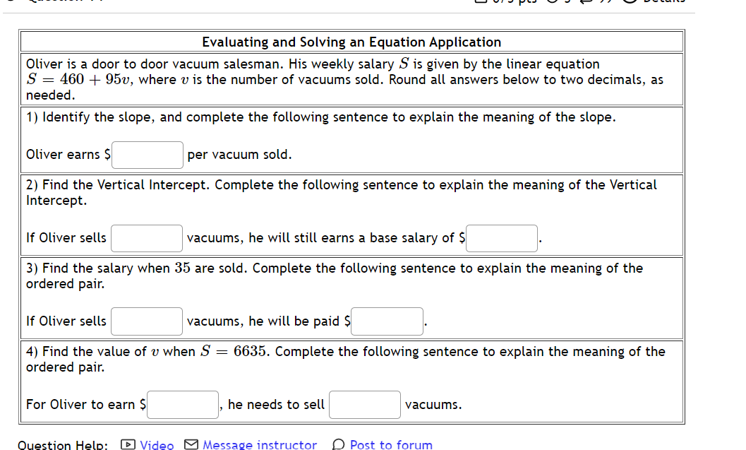 Solved Evaluating and Solving an Equation Application Oliver | Chegg.com