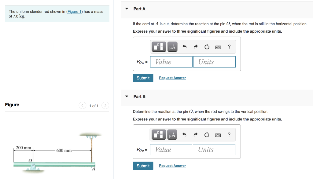 Solved The Uniform Slender Rod Shown In Has A Mass Of Chegg Com