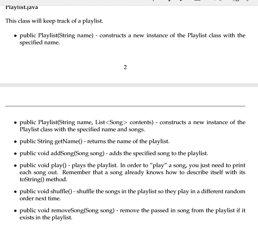 Solved L PL Playlist.java This class will keep track of a | Chegg.com