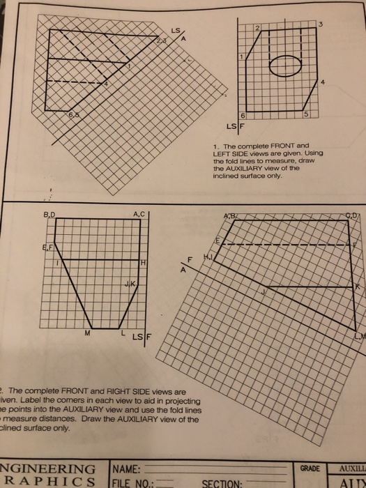 Solved 1, The complete FRONT and RIGHT SIDE views are given. | Chegg.com
