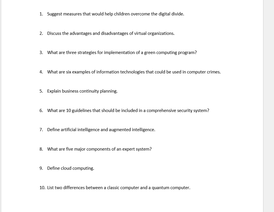 Solved answer all the questions and be specific as to which | Chegg.com