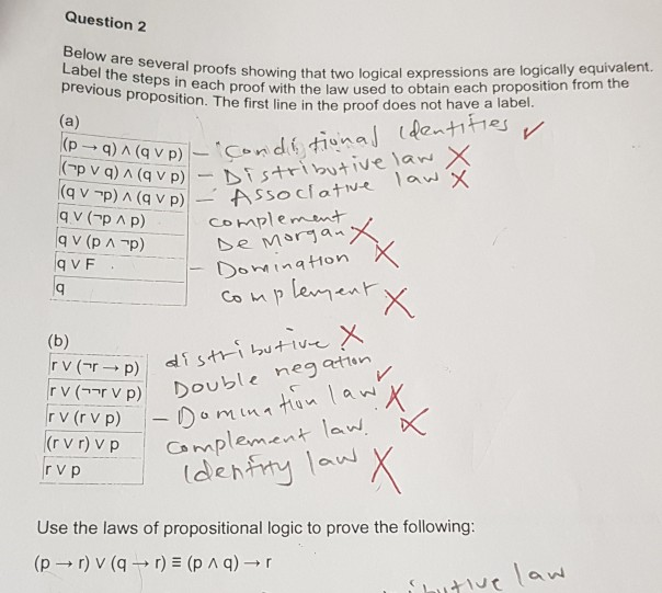 Solved Question 2 Below are several proofs show Label the | Chegg.com