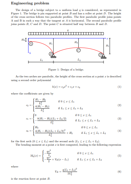 Engineering problem The design of a bridge subject to | Chegg.com