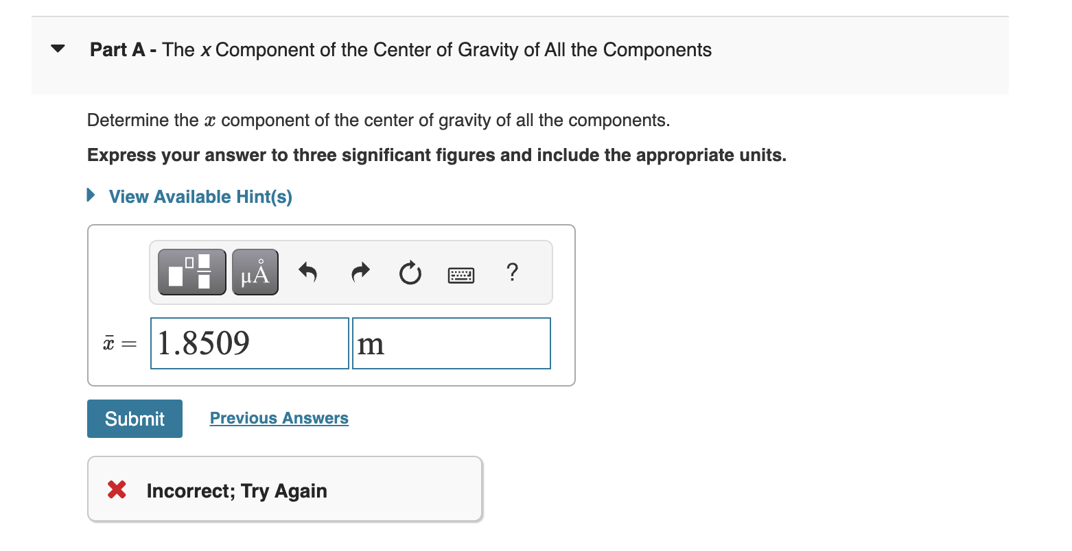 Solved Learning Goal: To determine the center of gravity of | Chegg.com