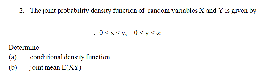 2. The joint probability density function of random | Chegg.com