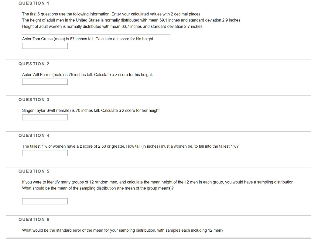 Solved QUESTION 6 What would be the standard error of the | Chegg.com