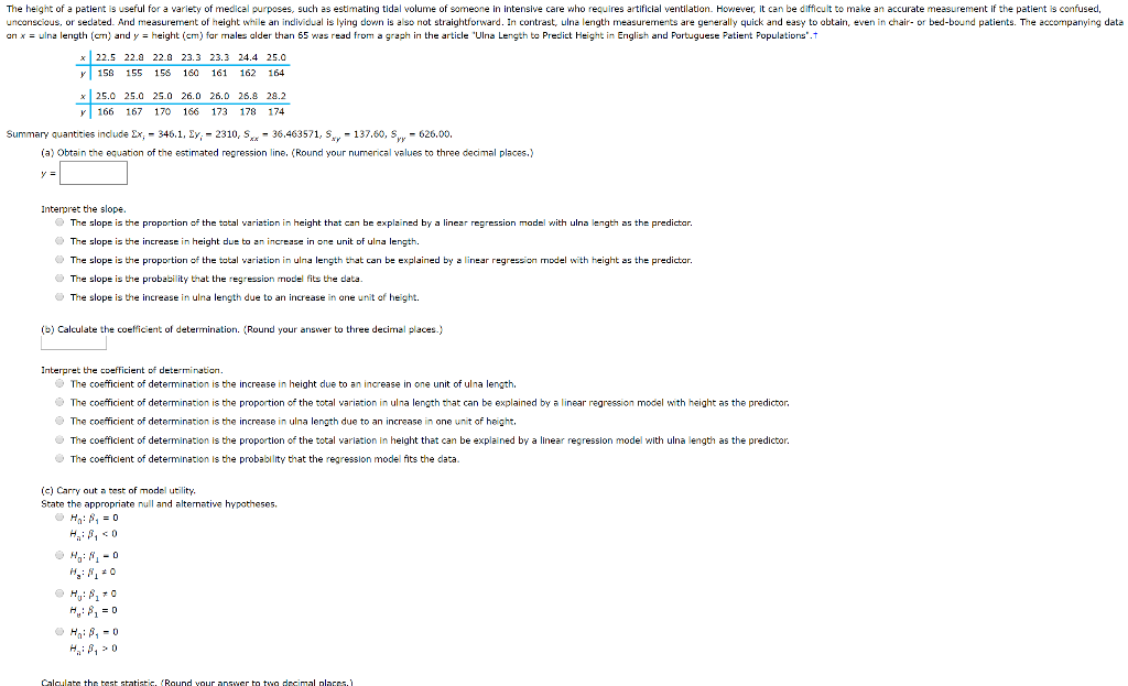 Solved The Height Of A Patient Is Useful For A Variety Of | Chegg.com