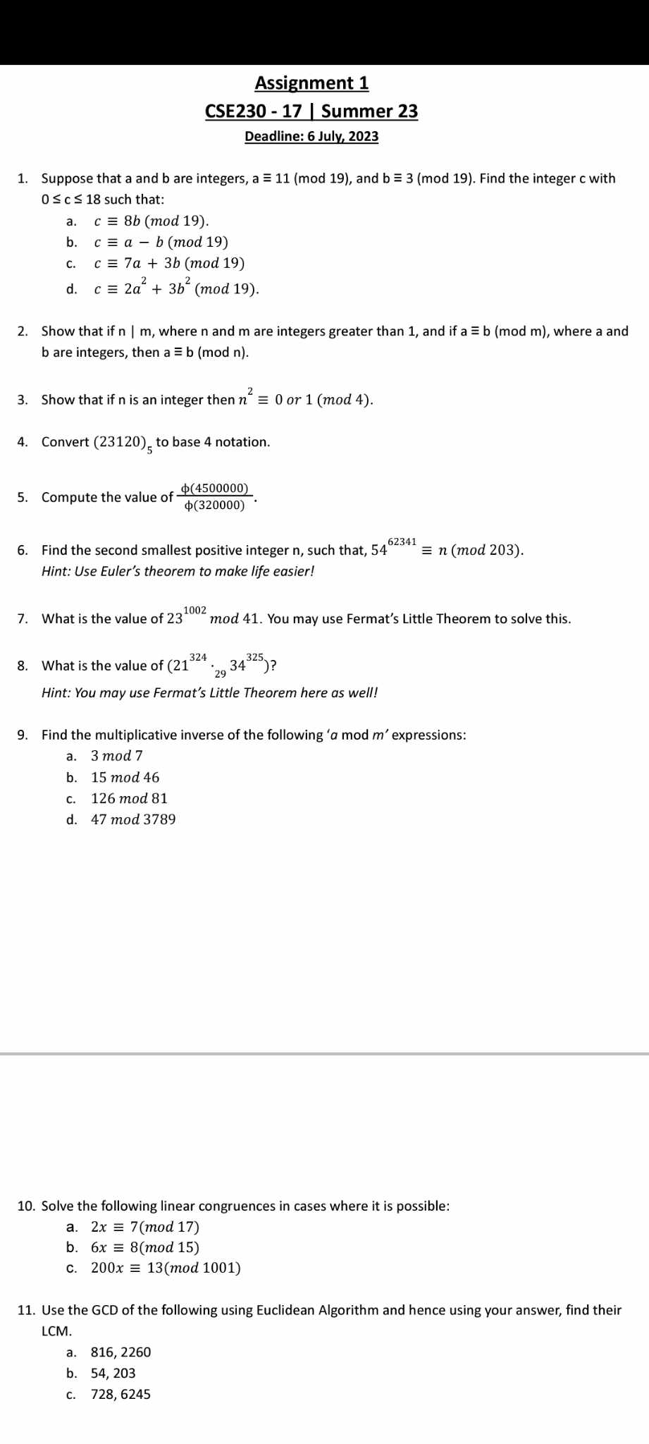 Solved Assignment 1 CSE230 - 17 Summer 23 Deadline: 6 July, | Chegg.com