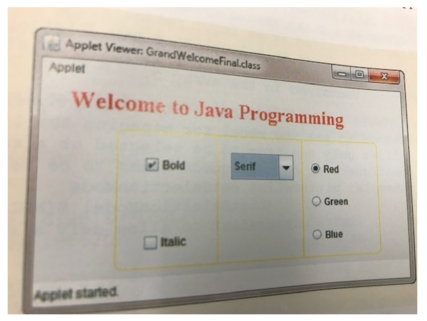 How to make an applet in Java to display the | Chegg.com