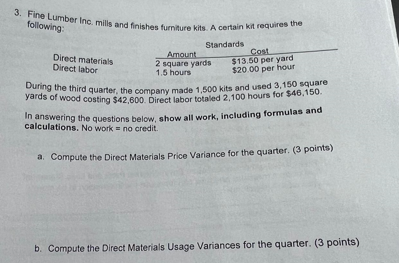 Solved c. Compute the direct materials spending