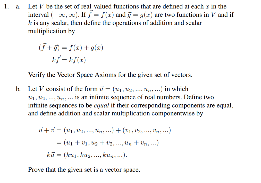 Solved a. Let V be the set of real-valued functions that are | Chegg.com