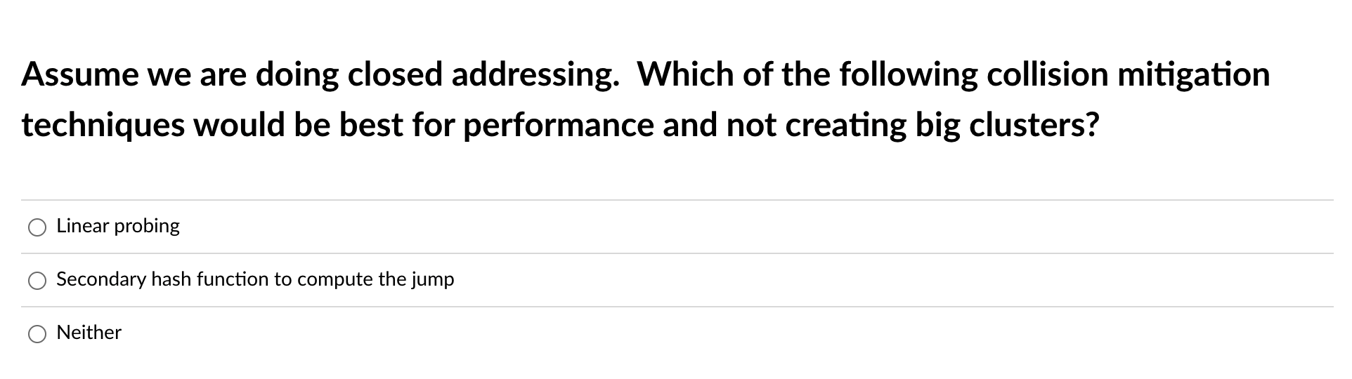 Solved Assume we are doing closed addressing. Which of the Chegg