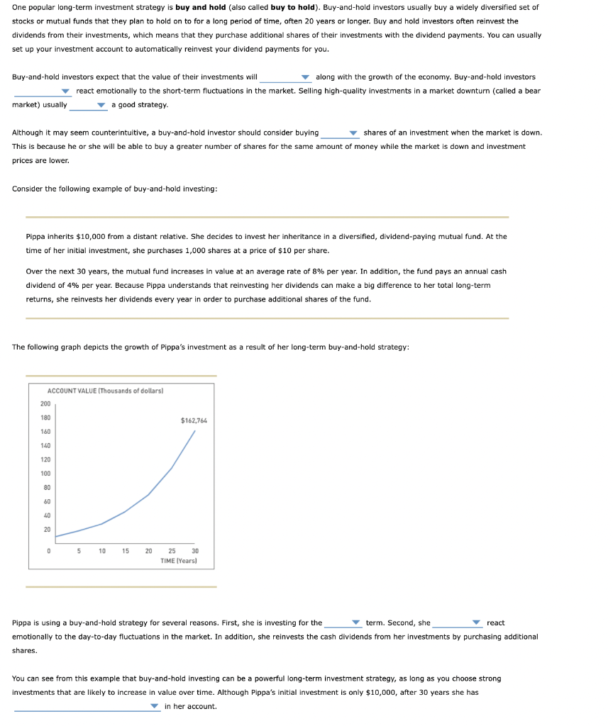 One Popular Long-term Investment Strategy Is Buy And | Chegg.com