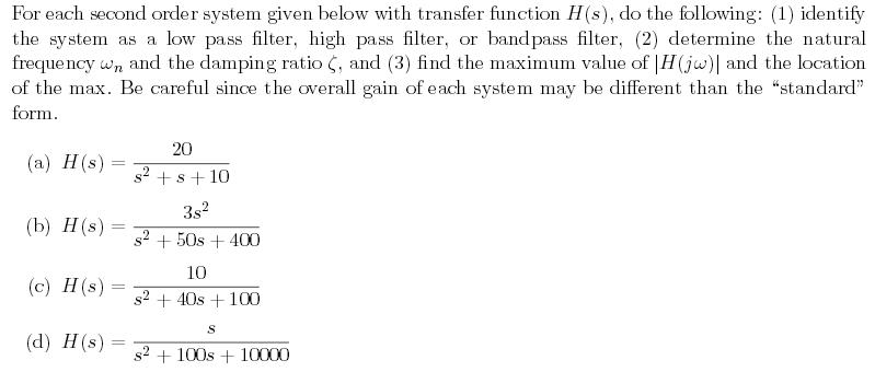 Second Order Transfer Function Block Diagram Order System Se