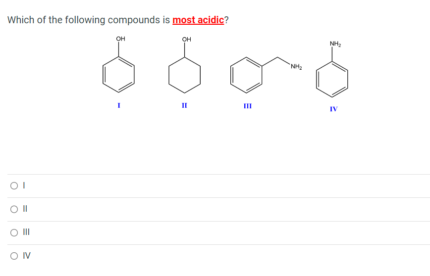 [solved] Which Of The Following Compounds Is Most Acidic